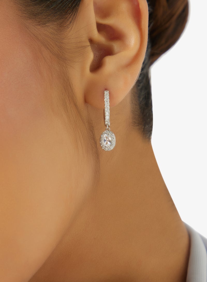 ايلا أقراط فضية مزينة بالكريستال بتفاصيل دقيقة وحلقات صغيرة - Image 4